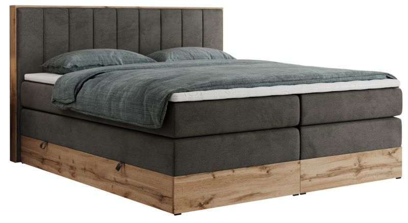 Łóżko kontynentalne MKS Meble BELLISSIMO KING 140x200 H3 ciemnoszary welwet 1szt.