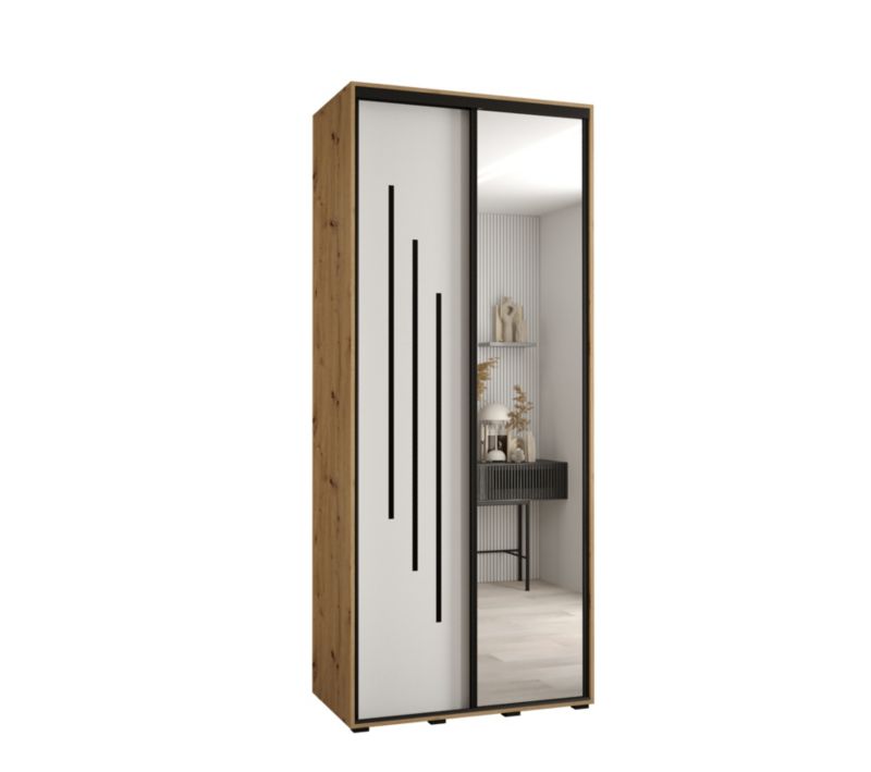 Szafa przesuwna Abiks DAVOS 9 wysoka szer.120cm gł.60cm artisan/biały/czarny 1szt.