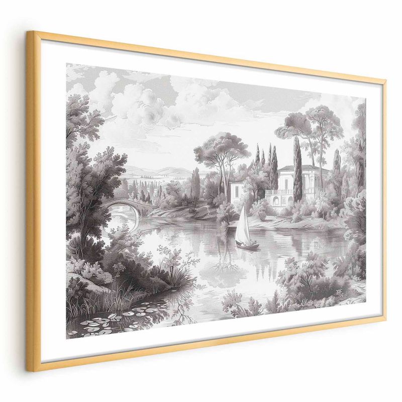 Plakat Artgeist Pejzaż vintage 90x60 cm z ramą złotą 1 szt