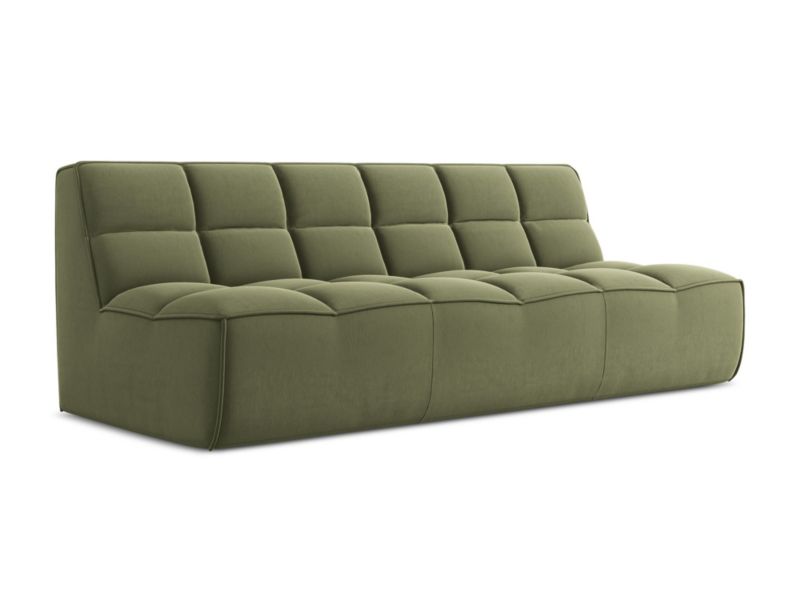 3-osobowa kanapa modułowa Makamii Kalai z weluru 210x93 cm oliwkowy 1 szt.