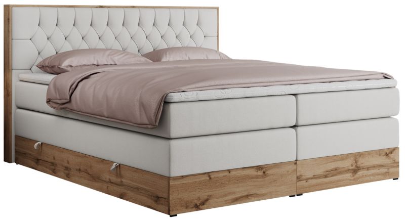 Łóżko kontynentalne MKS Meble AMORE KING 160x200 H3 biały ekoskóra 1szt.