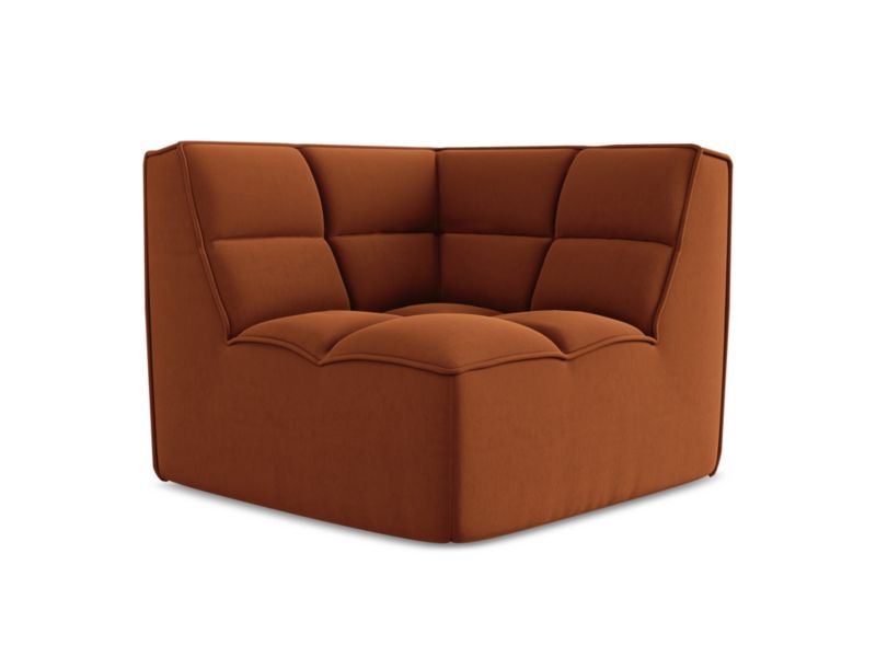 Moduł narożny Makamii Kalai z weluru 98x98 cm terakota 1 szt.