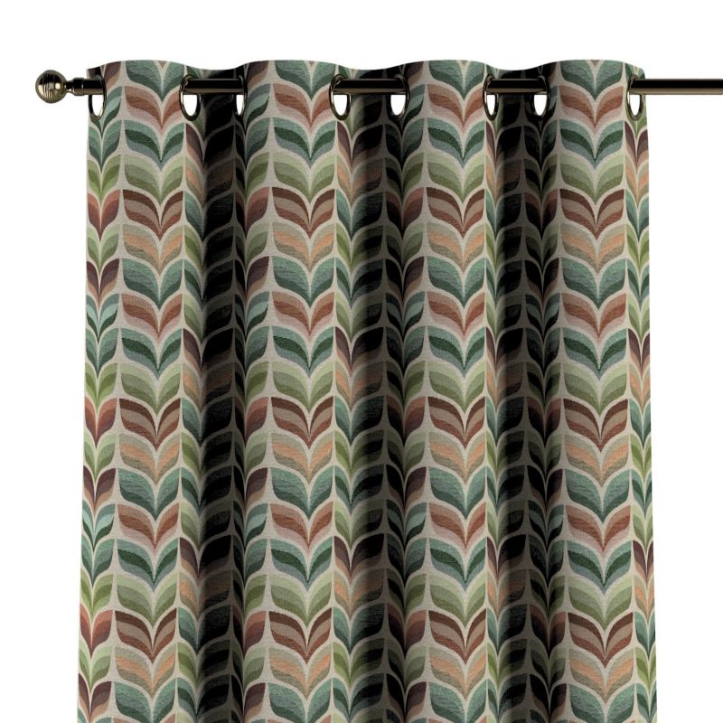 Zasłona na kółkach Dekoria 130x260 cm Intenso Premium zielono-beżowy motyw roślinny 1 szt.
