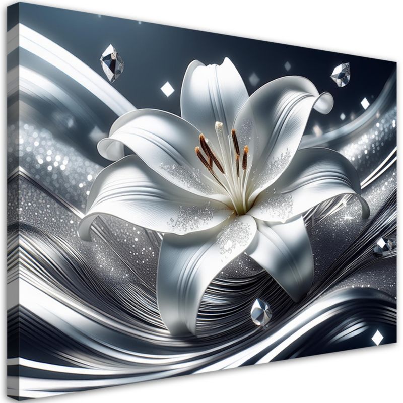 Obraz do salonu sypialni Feeby Srebrny Kwiat Lilii 90x60 cm 1szt