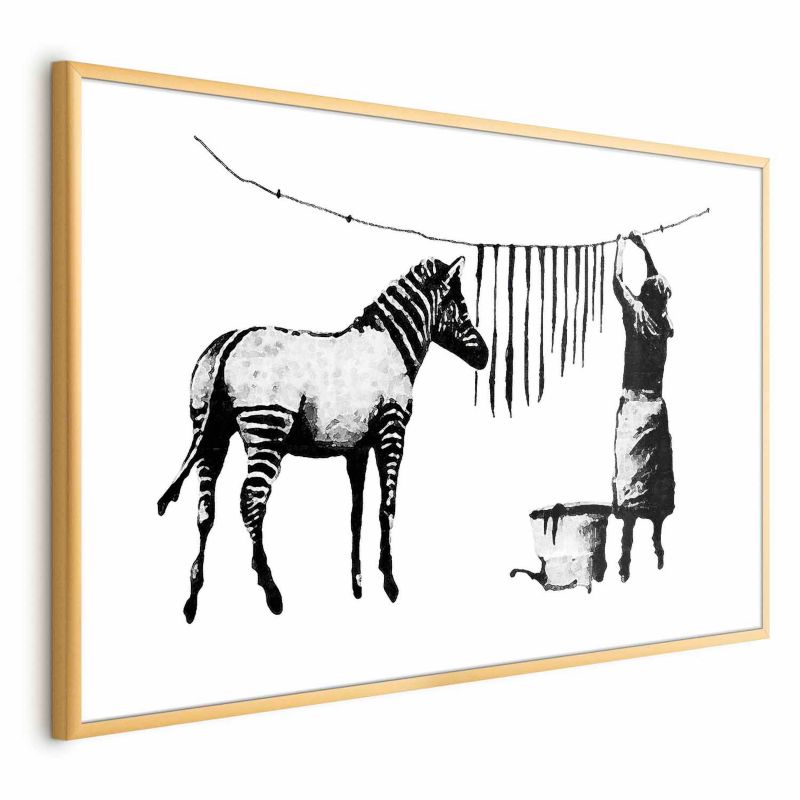 Plakat Artgeist Banksy: Pranie 90x60 cm z ramą złotą 1 szt