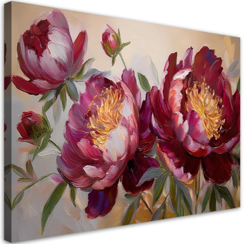 Obraz do salonu sypialni Feeby Piwonie Kwiaty Czerwone Natura 120x80 cm 1 szt