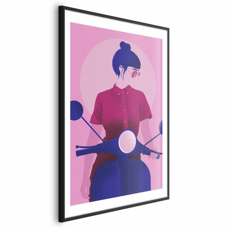 Plakat Artgeist Kobieta na skuterze 21x30 cm z ramą czarną 1 szt