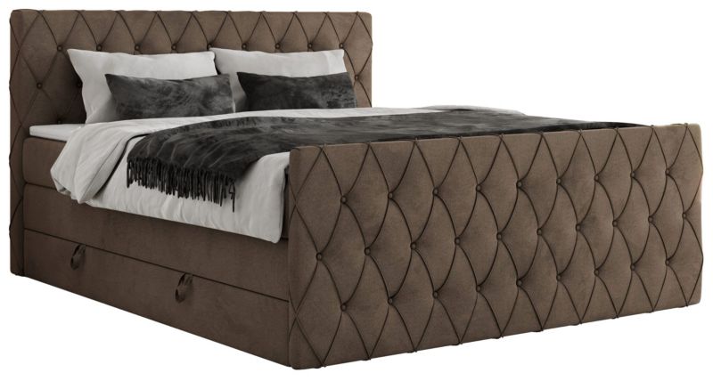 Łóżko kontynentalne MKS Meble MIREN KING DUO 160x200 H3 Brązowy welvet 1szt.