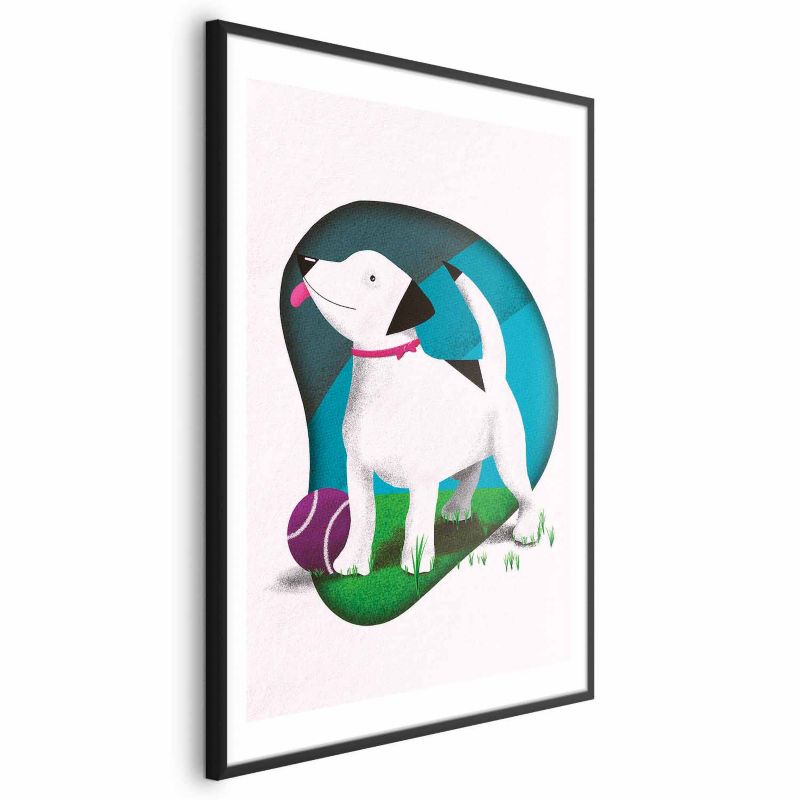 Plakat Artgeist Pies i piłka 40x60 cm z ramą czarną 1 szt