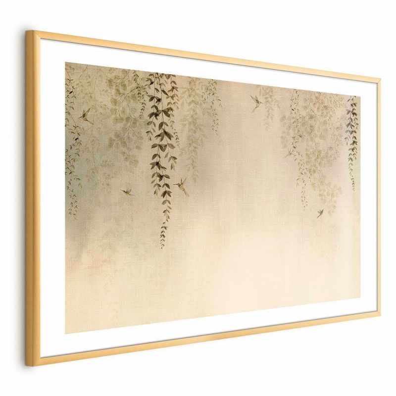 Plakat Artgeist Beżowe koliberki 30x21 cm z ramą złotą 1 szt
