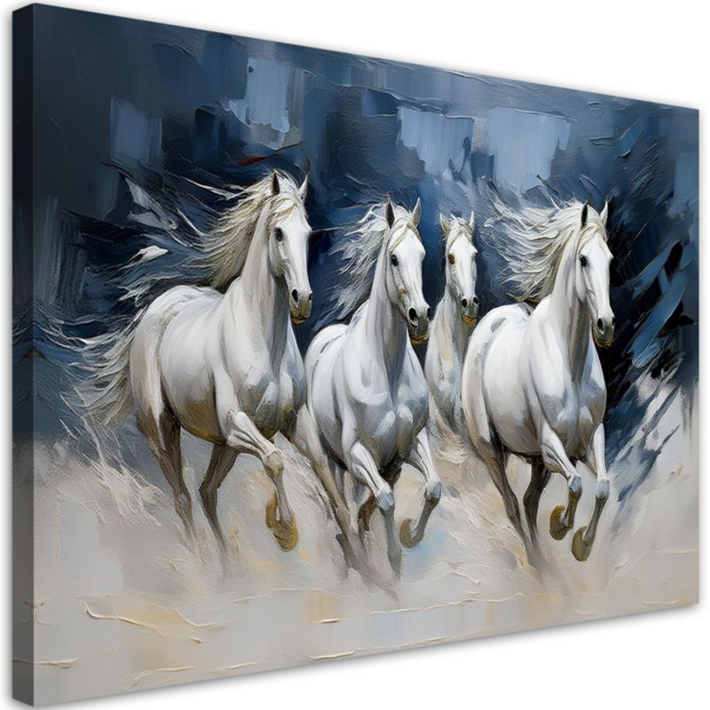 Obraz do salonu sypialni Feeby Białe Konie w galopie 90x60 cm 1szt