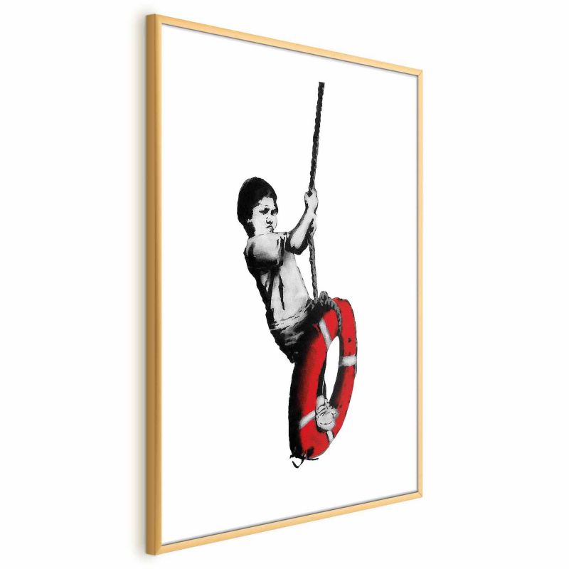 Plakat Artgeist Banksy: Chłopiec 29,7x42 cm z ramą złotą 1 szt