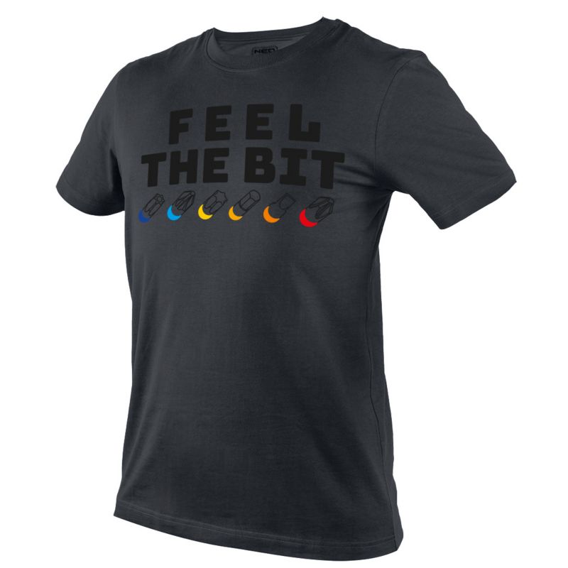 T-shirt z nadrukiem NEO TOOLS Feel the Bit M szary 1 szt.