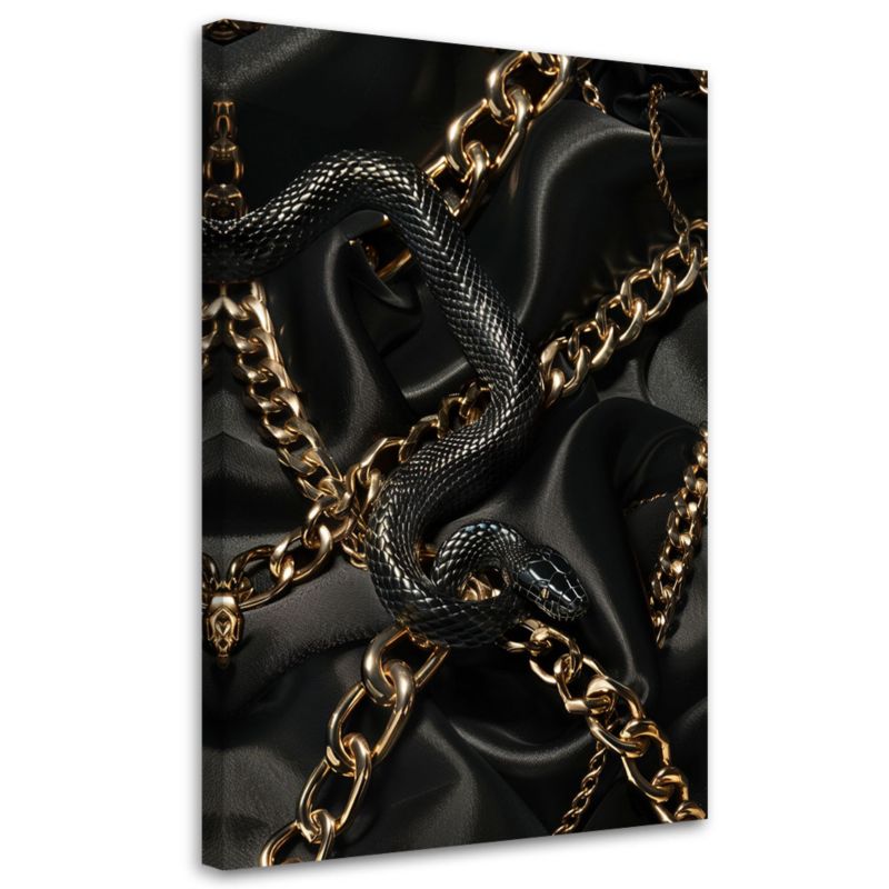 Obraz do salonu sypialni Feeby Glamour Wąż Czarny Złoty 60x90 cm 1szt
