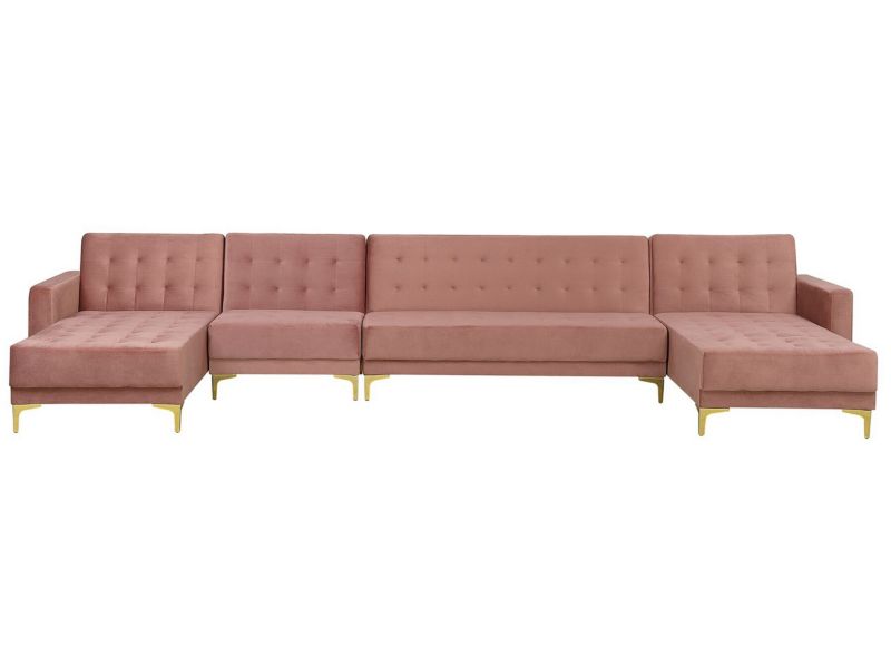 Sofa XXL Aberdeen Różowy Welur Uniwersalny 1 szt.