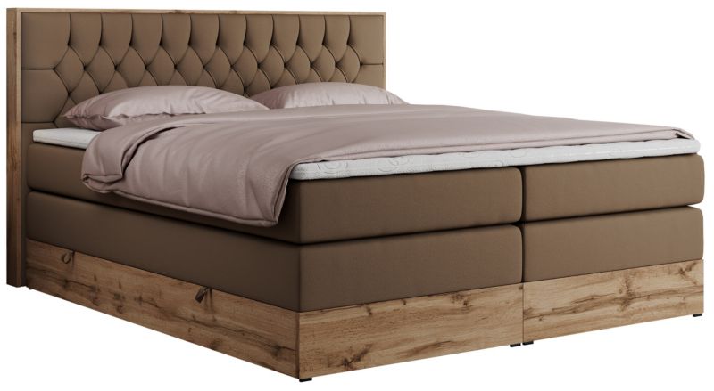 Łóżko kontynentalne MKS Meble AMORE KING 160x200 H4 brązowy ekoskóra 1szt.