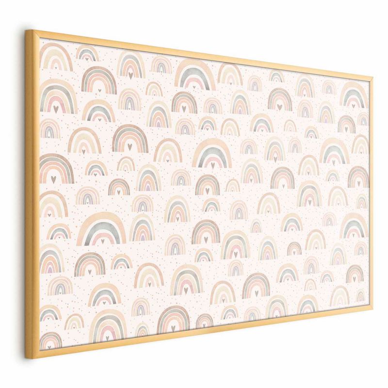 Plakat Artgeist Tęcze i serca 42x29,7 cm z ramą złotą 1 szt