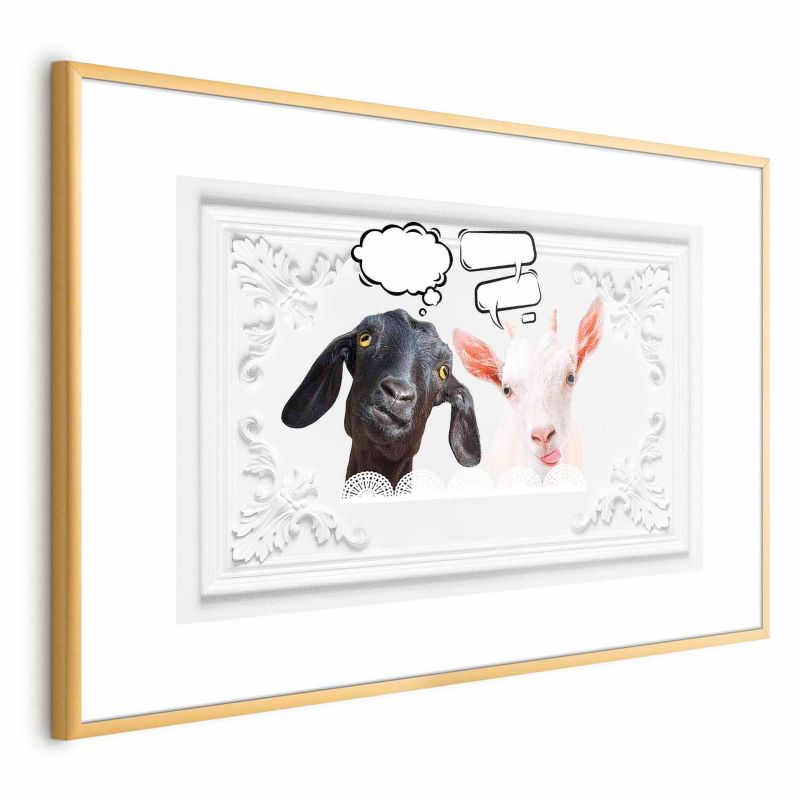 Plakat Artgeist Śmieszne kozy 42x29,7 cm z ramą złotą 1 szt
