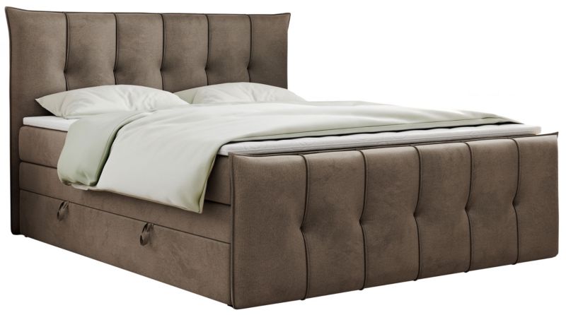 Łóżko kontynentalne MKS Meble PREMIUM 11 KING 200x200 H4 Brązowy welvet 1szt.