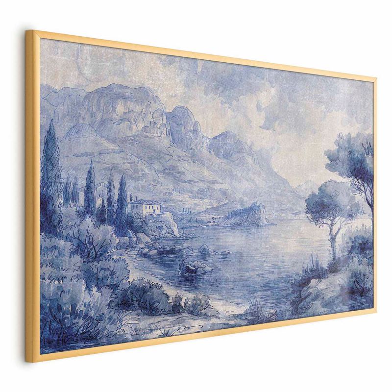 Plakat Artgeist Niebieska zatoka 90x60 cm z ramą złotą 1 szt