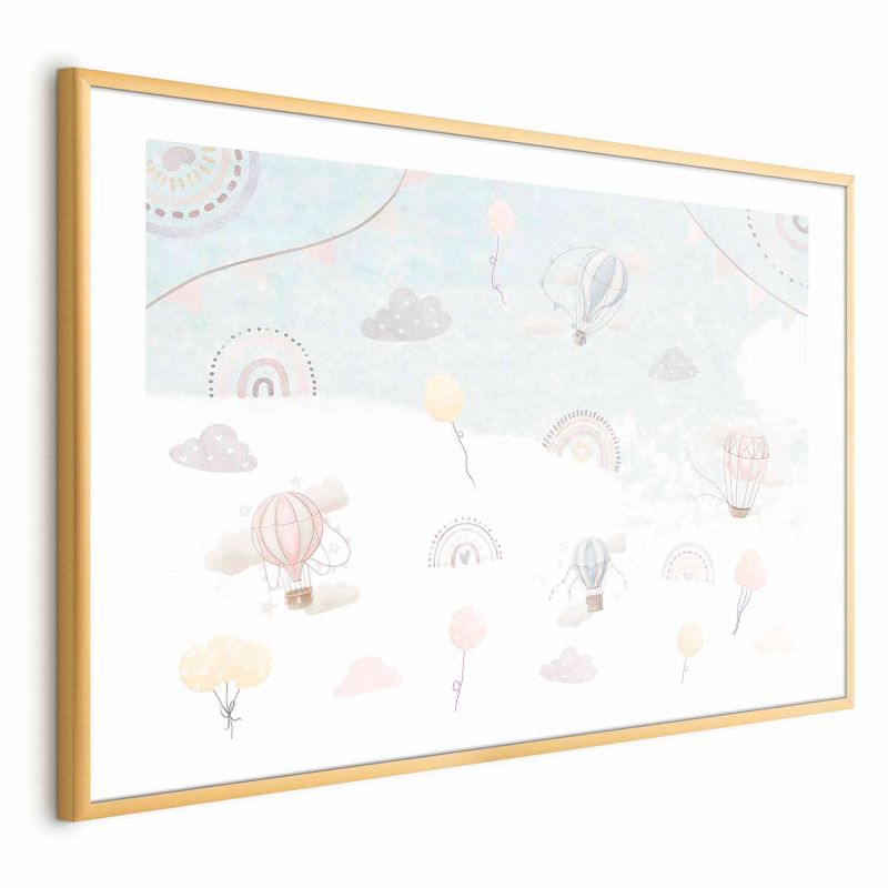 Plakat Artgeist Przygoda pośród chmur 90x60 cm z ramą złotą 1 szt