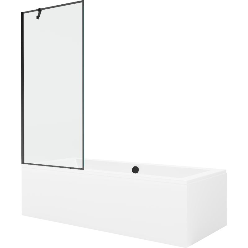 Wanna prostokątna Mexen Cube 170 x 80 cm z obudową i parawanem 1-skrzydłowym 80 cm czarny wzór 550517080X9508007070 1 szt.