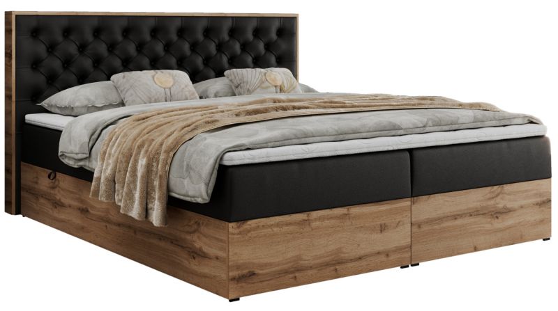 Łóżko kontynentalne MKS Meble ALBERO 3 140x200 H3 Czarny ecoskóra 1szt.