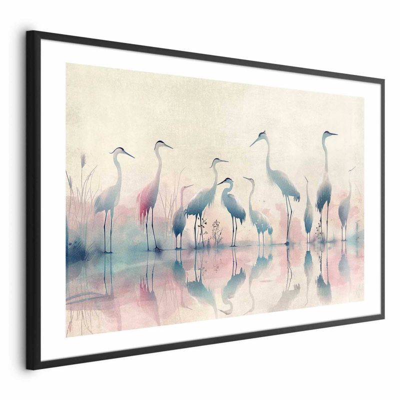 Plakat Artgeist Ptaki nad jeziorem 90x60 cm z ramą czarną 1 szt