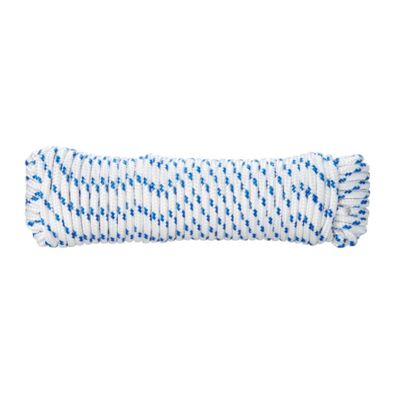 Lina pleciona polipropylenowa Diall 5 mm x 20 m biało-niebieska