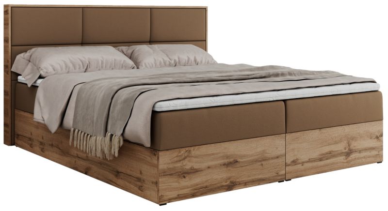 Łóżko kontynentalne MKS Meble ALBERO 2 160x200 H4 Brązowy ecoskóra 1szt.