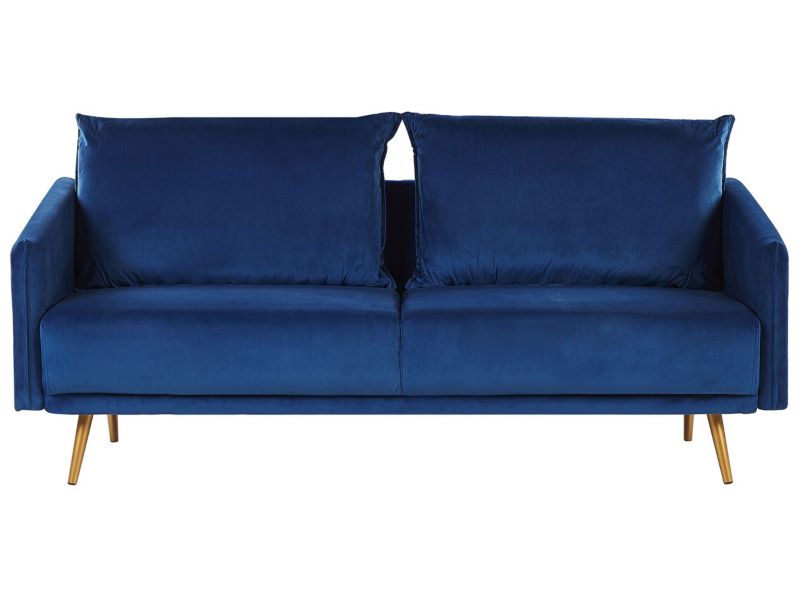 Sofa 3-osobowa welurowa niebieska Maura 1 szt.
