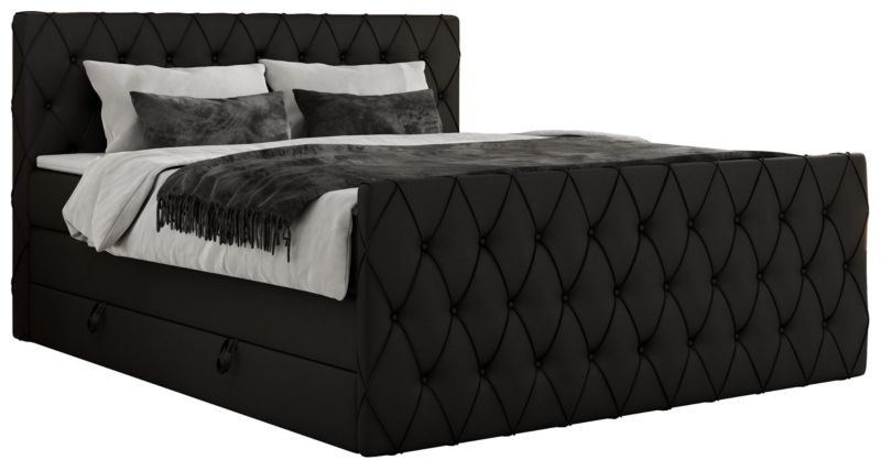 Łóżko kontynentalne MKS Meble MIREN KING DUO 200x200 H3 Czarny ecoskóra 1szt.
