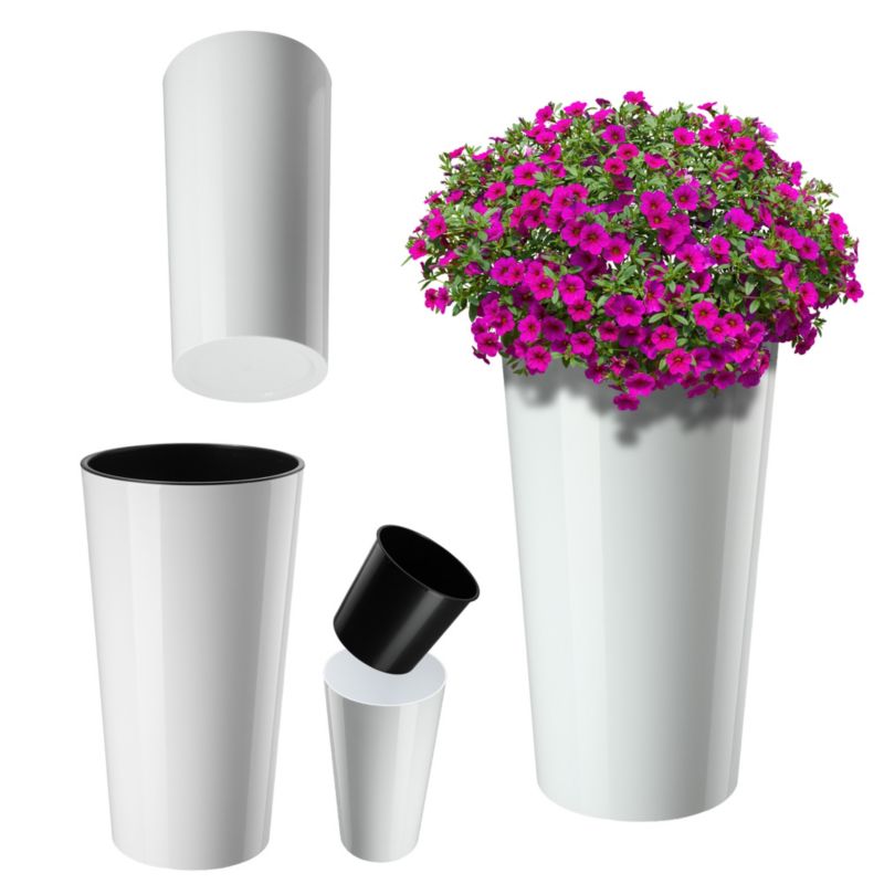 Doniczka KADAX Donica Na Kwiaty 57cm Osłonka Z Wkładem Kwietnik Plastikowa Biała 1 szt.