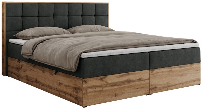 Łóżko kontynentalne MKS Meble ALBERO 1 140x200 H3 Ciemnoszary struktura 1szt.