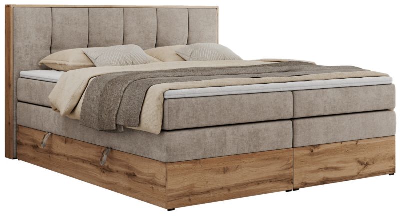 Łóżko kontynentalne MKS Meble ALBERO 1 KING 180x200 H4 Beżowy struktura 1szt.