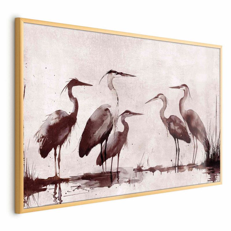 Plakat Artgeist Malowane czaple 30x21 cm z ramą złotą 1 szt