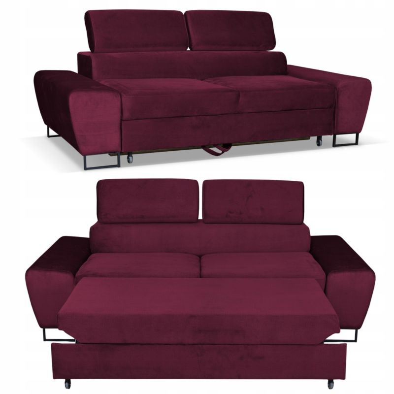 Sofa kanapa do salonu regulowany zagłówek Family Meble Bosso bordowy 1szt