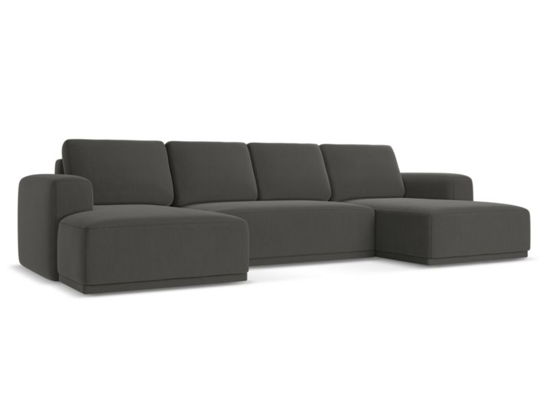 Sofa panoramiczna z funkcją spania Makamii Kaila z weluru 333x160 cm stalowy 1 szt.
