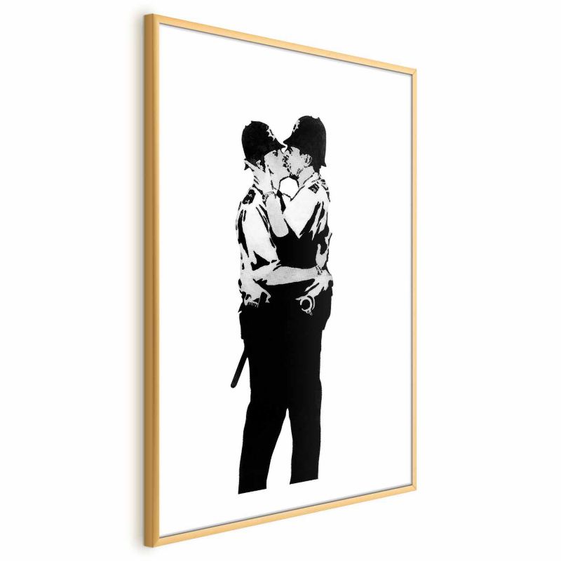 Plakat Artgeist Kissing Coppers 60x90 cm z ramą złotą 1 szt