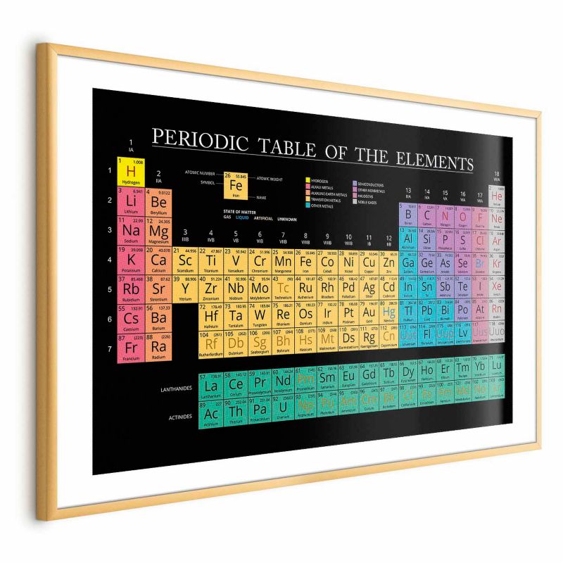 Plakat Artgeist Tablica Mendelejewa 90x60 cm z ramą złotą 1 szt