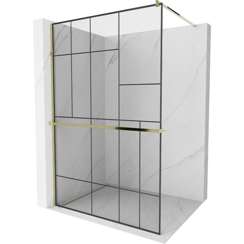 Ścianka prysznicowa Mexen Kioto+ czarny wzór 90x200 cm 800-090-121-50-78 1 szt.