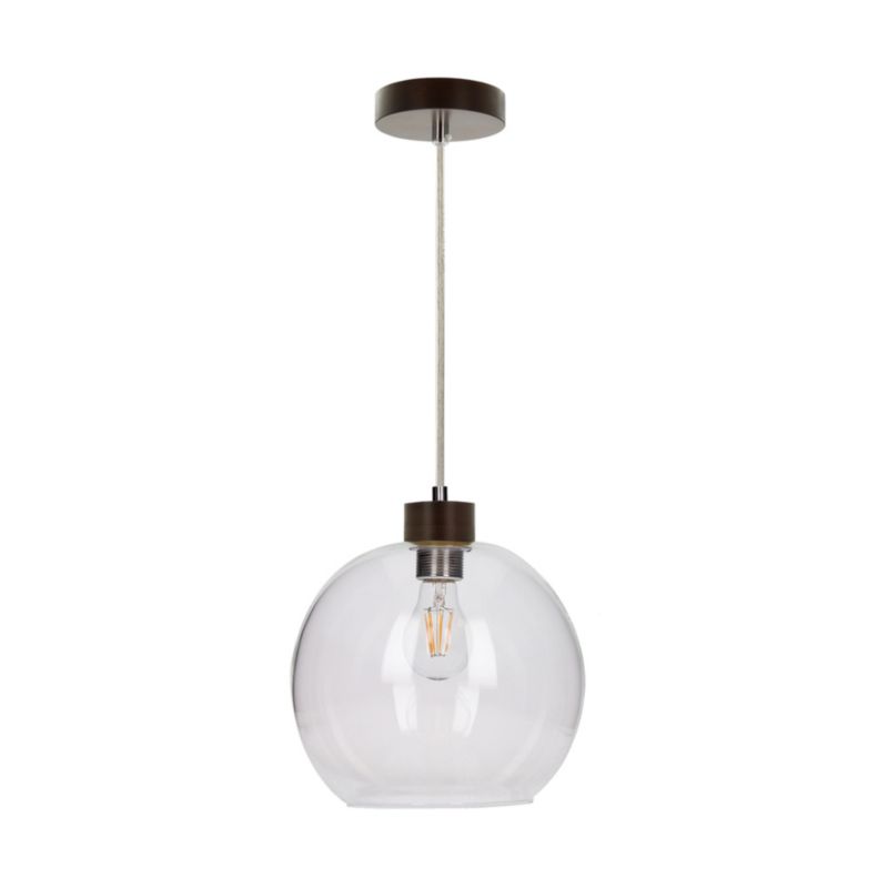 Drewniana Lampa Wisząca SPOT Light 1xE27 Max.60W Drewno Bukowe Orzechowe FSC z Transparentnym Szkłem, 1szt.