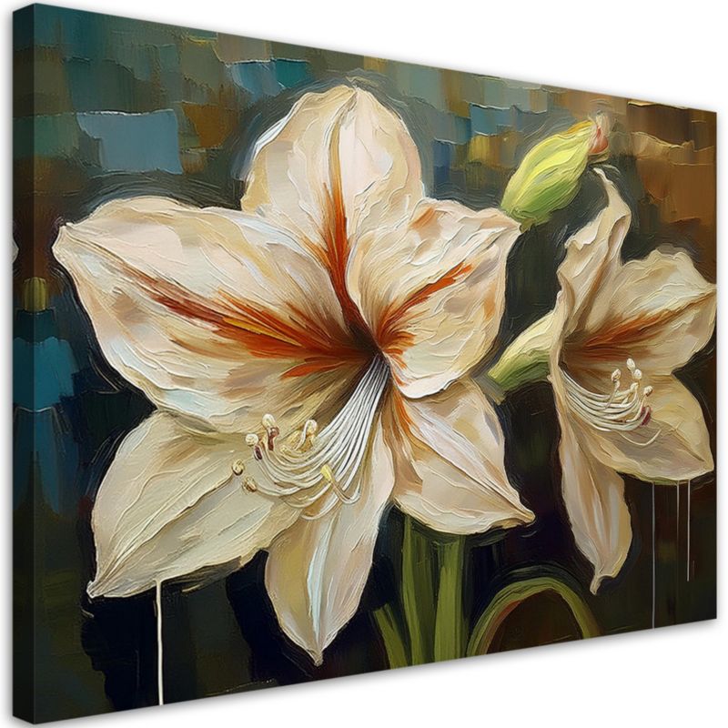 Obraz do salonu sypialni Feeby Biały Kwiat Lilii 60x40 cm 1szt