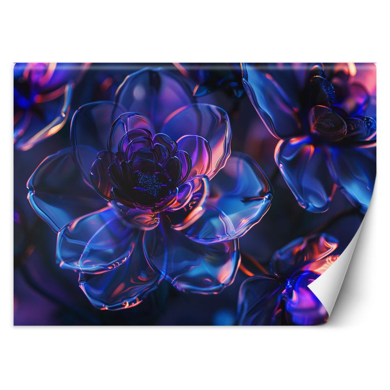 Fototapeta Feeby Granatowe szklane kwiaty - głębia 3D 200x140 1 szt