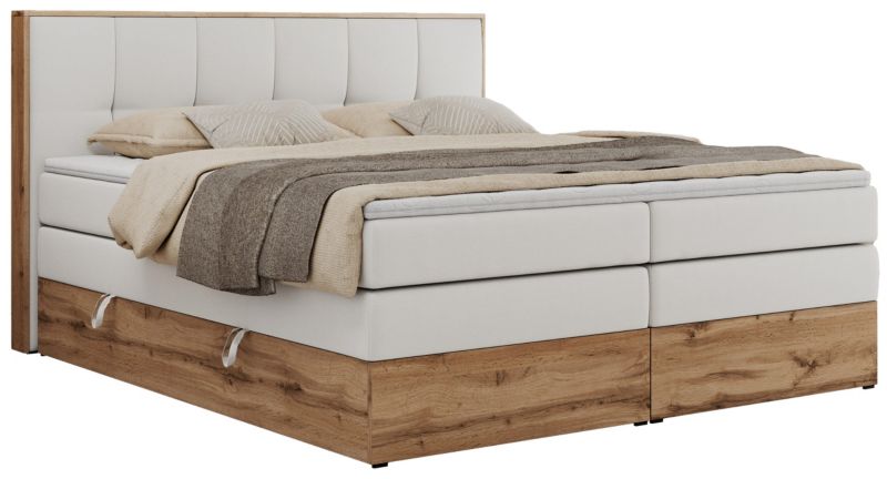 Łóżko kontynentalne MKS Meble ALBERO 1 KING 200x200 H4 Biały ecoskóra 1szt.