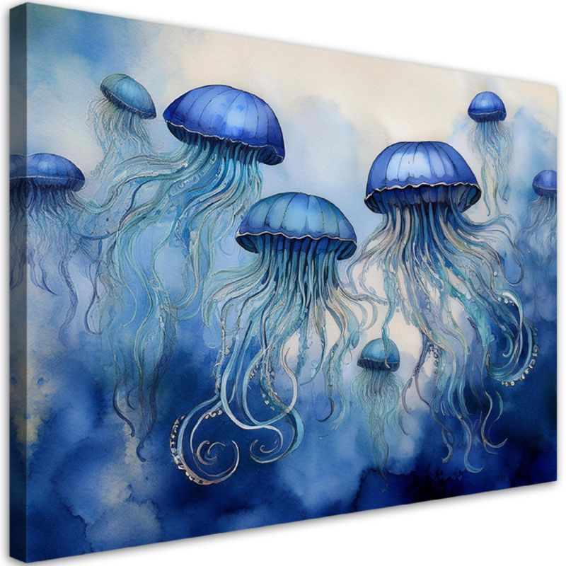 Obraz do salonu sypialni Feeby Niebieskie Meduzy Morskie 90x60 cm 1szt