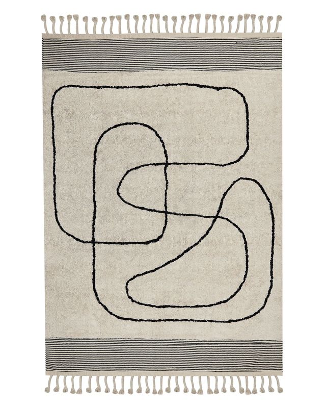 Dywan bawełniany 140 x 200 cm beżowo-czarny Dokuz 1 szt.