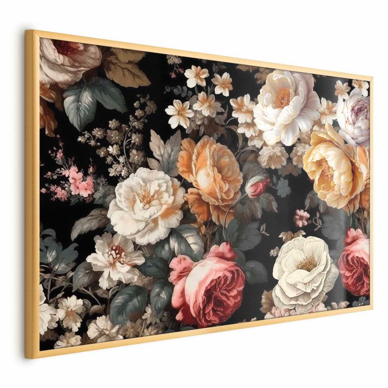 Plakat Artgeist Kolorowe kwiaty 30x21 cm z ramą złotą 1 szt