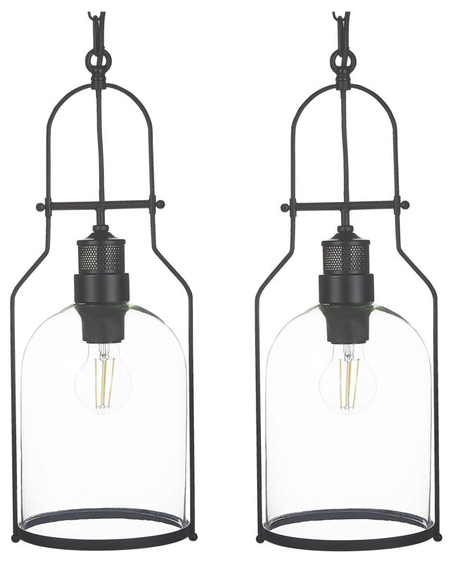 Zestaw 2 lamp wiszących Bashilo Metal Czarny 1par.