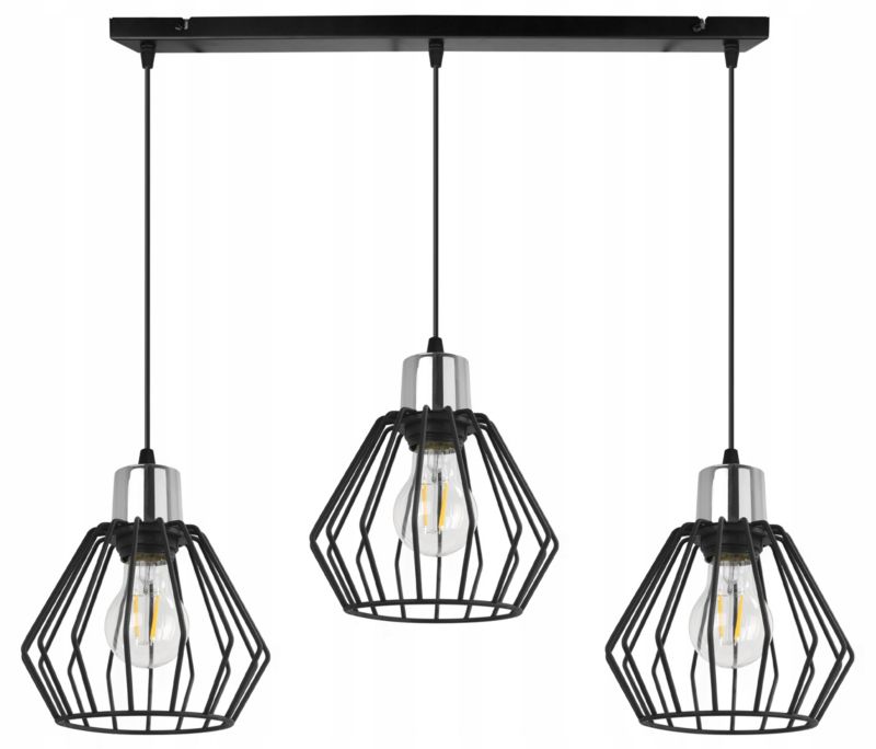 Lampa sufitowa wisząca Light Home LH Nuvola 3x E27 60W czarny/srebrny 1szt.